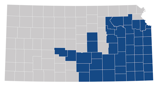 Credit Union users map in Kansas